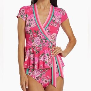 [NWT] JOHNNY WAS Pink Belrose Wrap Tankini Top